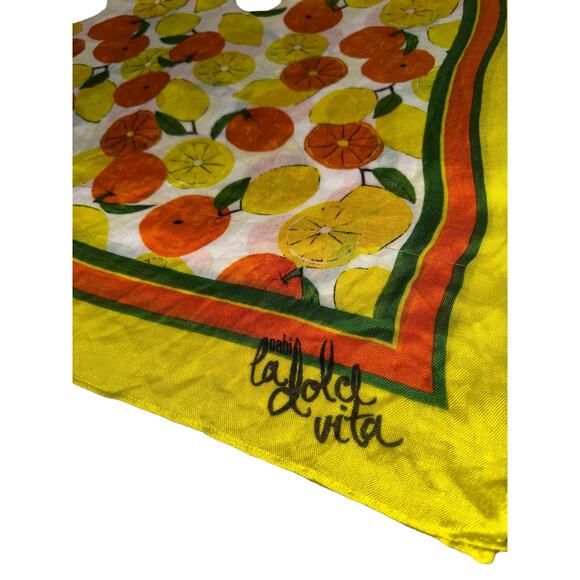 RARE Cabi Limited Edition La Dolce Vida Scarf Lemon Oranges Artsy Colorful Soft - Picture 3 of 6